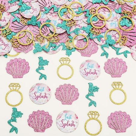 Mermaid Confetti Glitter, Last Splash Bachelorette Decorations Glitter Confetti Double-sided Printing Shell Diamond Ring Confetti for Girl Women Summer Ocean Engagement Bridal Shower Wedding Party