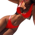 thumbnail image 2 of 1 Set Bathing Suit Solid Colors Three Points Alloy Front Hasp Lady Swimsuit for Beach, 2 of 7