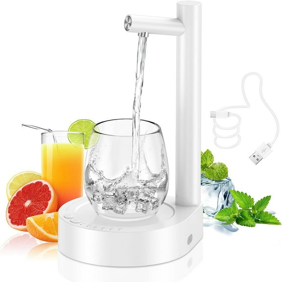 Water Dispenser for 5 Gallon Bottle, Smart 7 Levels Water Dispenser Countertop for Universal Bottles, Portable Desktop Water Pump for Home Outdoor, USB Charging Automatic Water Jug Dispenser