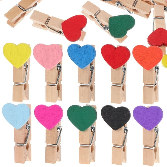 50 Pcs Mini Wooden Clothespins Versatile Heart Wooden Clips Clothespins Clothes Line Clips Photo Clips Crafts Clips