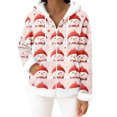 thumbnail image 6 of Women's Casual Fashion Long-Sleeve Zip-Up Fleece Hooded Cardigan with Christmas Print, Cozy and Warm for Winter Season,Pink,2XL, 6 of 8