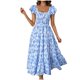 thumbnail image 1 of Vestido de Manga Corta para las Mujeres, un Hombro Puff Manga Cintura Alta Empalme Impresión Vestido Casual Hecho de Seda para Primavera Verano, Vestido de Verano para las Mujeres, 1 of 8