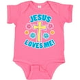 thumbnail image 3 of Inktastic Easter Jesus Loves Me with Cross and Flowers Boys or Girls Baby Bodysuit, 3 of 5