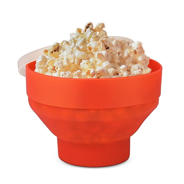 Microwave Popcorn Popper Maker with Lid, Collapsible Silicone Bowl, FoodGrade Safety Storage