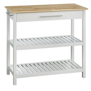 TMS Rubin Kitchen Island with Drawer, White/Natural