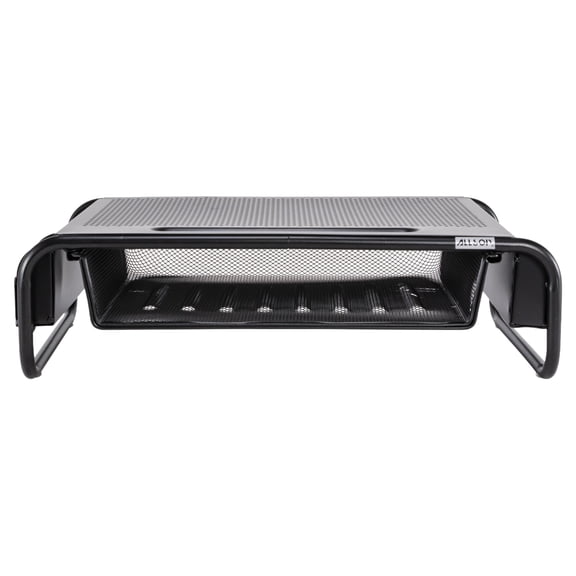Allsop Metal Art Organizer 5 Monitor Stand with Drawer - (32166) 5.1" Height x 18" Width x 11.9" Depth - Desktop - Powder Coated - Steel - Black