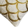 thumbnail image 2 of Pillow Cover, Ivory & Gold 18"x18" (45x45 cm) Pillow Covers, Linen Sequins Embroidery Throw Pillows For Sofa, Geometric Pattern Contemporary Style - Gold Accord, 2 of 3
