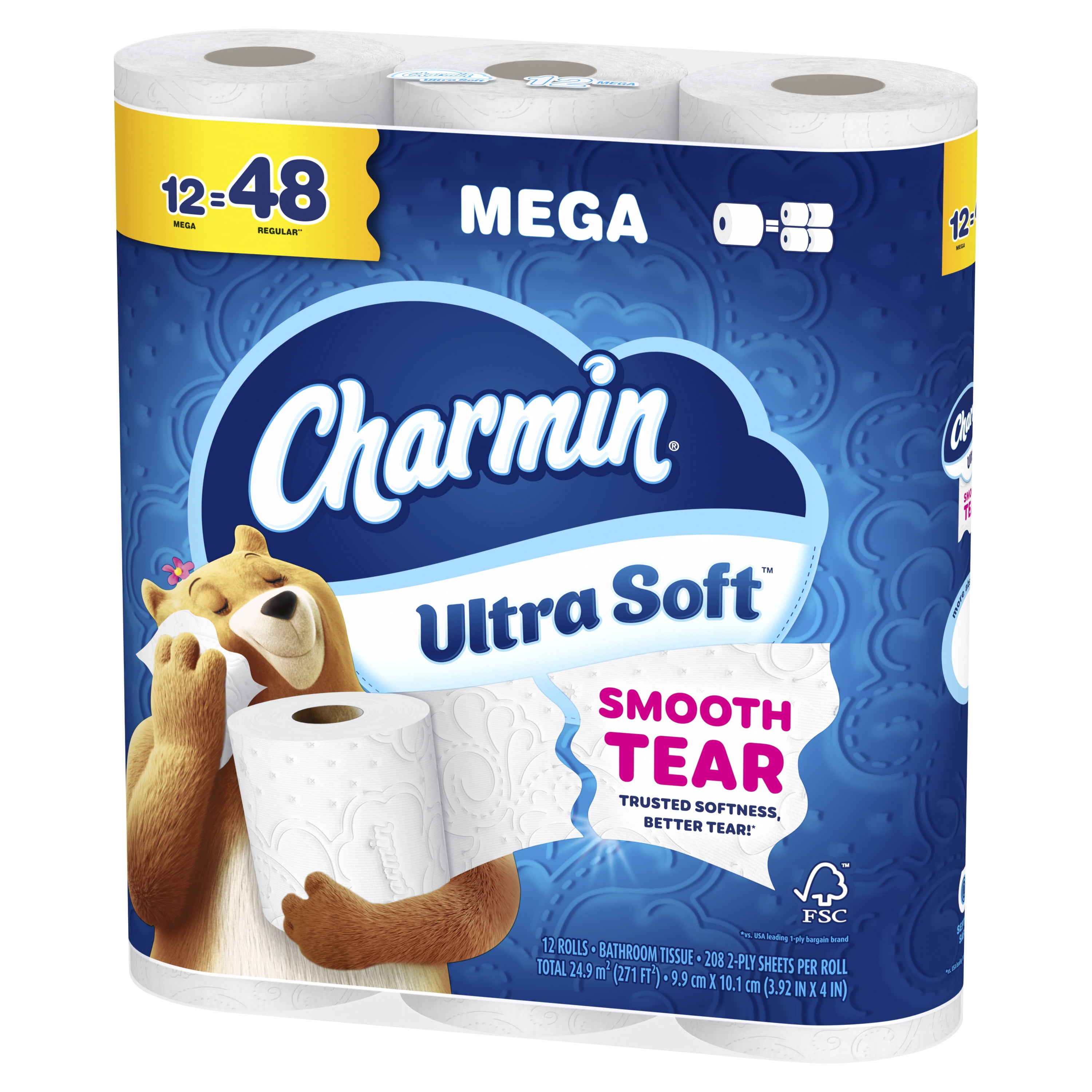 Charmin Ultra Soft Toilet Paper, 12 Mega Rolls, 2-Ply Bath Tissue