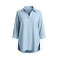 thumbnail image 3 of Luvrsol Dressy Tops for Women Solid Tunic Length Long Sleeve Top Soft Cotton Loose Casual Outfits S-2XL, 3 of 5