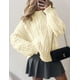 thumbnail image 4 of Suéter PRETTYGARDEN para mujer, tejido oversized con trenzas, beige, talla XL, 4 of 6