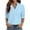 Light Blue, variant on Kixjoy 3/4 Sleeve Tops for Women Fashion Lounge V Neck Tops Spring Lightweight Collared Shirt Plaid Soft Business Womens Clothes, Black L