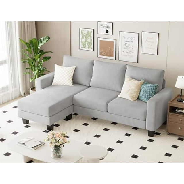 Homall Canapé Sectionnel Convertible pour Salon, Canapé en L 3 Places avec Méridienne Réversible, Petit Canapé pour Appartement