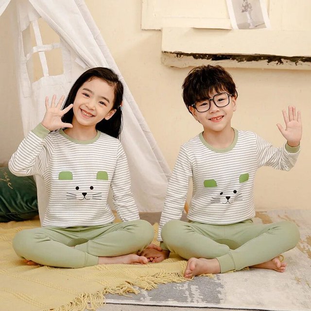 Pijamas térmicos de algodón para niños y niñas, ropa de dormir de Navidad para invierno, 4, 6, 8, 10, 12 y 14 años