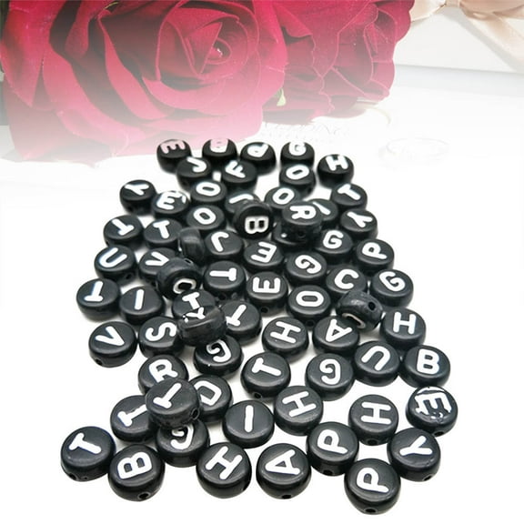 SEWCHICS 260 Pieces Black Acrylic Letter Beads for Jewelry Making, Necklace Crafting, Projects and Designs