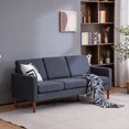 thumbnail image 2 of 71.3"W Sectional Couch, 3 Seat Couch with 5.5" Soft Seat Cushion and Wood Frame, Mid-Century Modern Love Seat Couch for Living Room, Bedroom, Dark Grey, 2 of 9