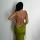 thumbnail image 3 of Vestido de cola de pez de cadera envuelto ajustado con espalda abierta plisado pesado con cordones para mujer Vestido largo sexy ajustado para niña picante, verde, M, 3 of 5