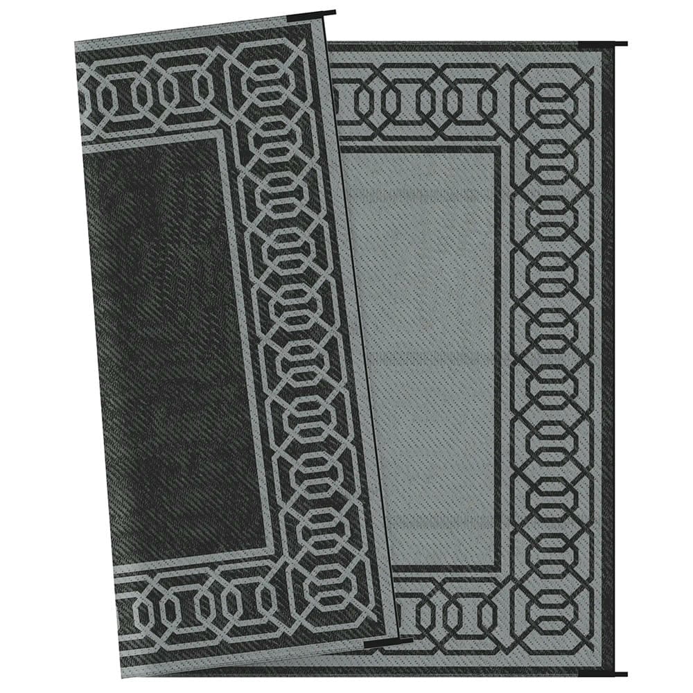 Barara King Rug,Non Slip Rugs,Indoor Door Mat,Reversible Outdoor Rug, 9'x 12' Waterproof Straw Floor Mat, Portable RV Camping Carpet, Black & Gray Border
