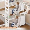 thumbnail image 4 of Bunk Bed with Desk for 2 People and Storage, LED Gaming Metal Loft Bed with Charging Station& Ladder & 13.4'' Guardrail, Space Saving Bed, White & Gray, 4 of 12