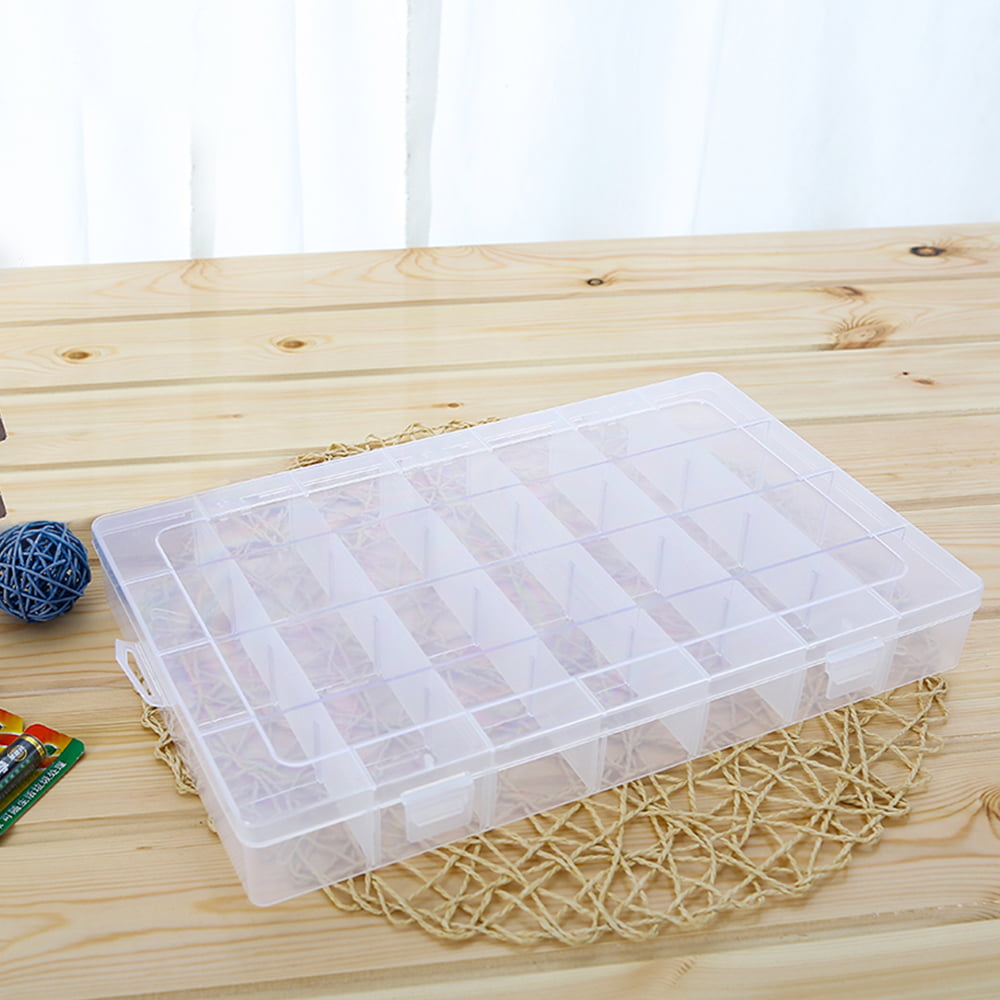Clear Organizer Box for Bead Storage Jewelry Fishing Tackle Plastic Organizer Box with Dividers Letter Board Letters & Screws 36 Compartment Organizer 