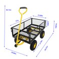 thumbnail image 5 of Heavy Duty Steel Garden Cart Make It Easier to Transport Firewood,Bears 550 lbs,with 180 Degree Steering Range Handle Control and 10 Inches Pneum,for Outdoor,Garden and Beach,Yellow, 5 of 7