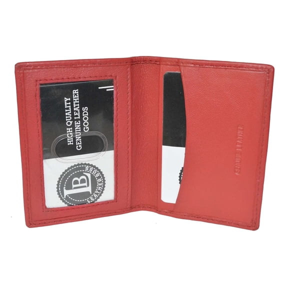 Leatherboss Slim Genuine Leather Credit Card & ID Holder Wallet Red