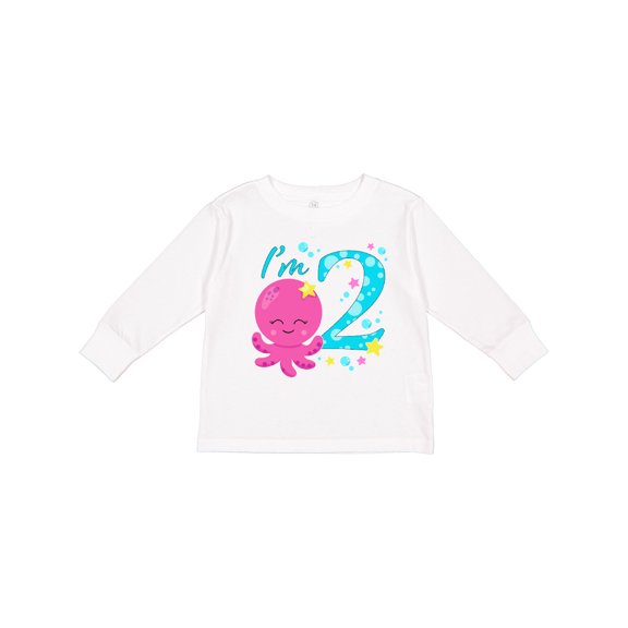 Inktastic I'm Two- Cute Octopus Birthday Boys or Girls Long Sleeve Toddler T-Shirt