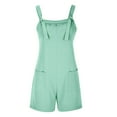 thumbnail image 5 of Fsqjgq Jumpsuit Rompers for Women Plus Size Summer Casual Loose Wide Leg Shorts Overalls with Pockets Solid Color Sleeveless Playsuit Outfits(Mint Green,Xl), 5 of 7
