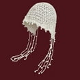 thumbnail image 3 of Xfvqtps Womens Beanie Knitted Pearl Tassel Hollow Out Bohemian Style Fashion Aestheticism Outdoor Summer Skull Cap Beige, 3 of 5
