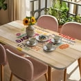thumbnail image 3 of Love Peace Text Table Cloths for 5 Foot Rectangle Tables, Farmhouse Inspirational Quotes Wooden Patio Waterproof Elastic Fitted Tablecloths, Washable Rectangular Table Cover for Camping, 3 of 8