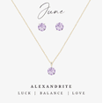 thumbnail image 1 of Ensemble Boucles d'Oreilles et Colliers Goldtone June Alexandrite Birthstone CZ, 1 of 2