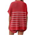 thumbnail image 5 of 2 Pcs Women Striped Outfits Oversized Batwing Short Sleeve Tops High Waisted Shorts Summer Knit Lounge Short Sets, 5 of 6
