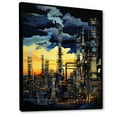 thumbnail image 2 of Designart "Petroleum Factory Outlined In Onyx" Factories Floater Framed Canvas Art Print, 2 of 5
