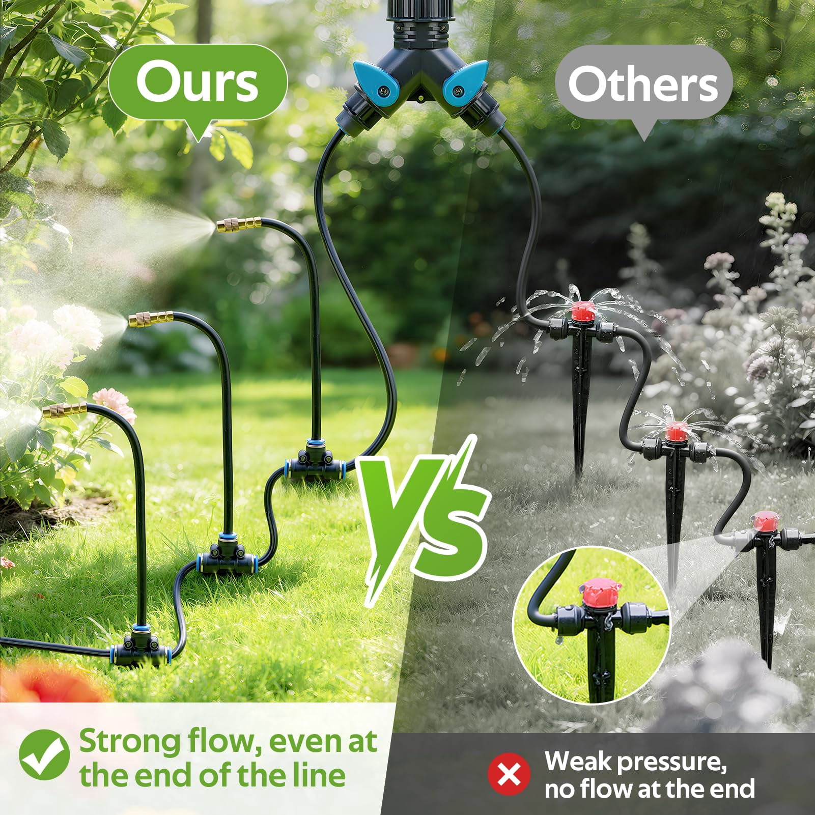 360° Adjustable Drip Irrigation System 164ft With Timer  1/4" Tubing And Copper Nozzles Automatic Atomizing Watering Kit For Garden Yard Lawn Greenhouse & Potted Plants