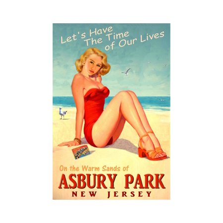 Poster ASBURY PARK New Jersey Ocean Beach Pin Up Poster Time of Our Lives New Retro Atlantic Shore Art Print 167-UNFRAMED