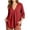 Red, variant on Vivianyo HD Women's V Neck Pleated Front Blouse, Curved Hem Cuffed Three Quarter Sleeve Shirt for Women, Spring Fall Loose Flowy Top for Office Casual and Weekend Brunch, Sizes S-2XL