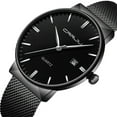 thumbnail image 1 of Men's Watch Ultra Thin Waterproof Wristwatch Men Fashion with Black Stainless Steel Strap Mesh Analogue Quartz Business Men Watches, 1 of 5