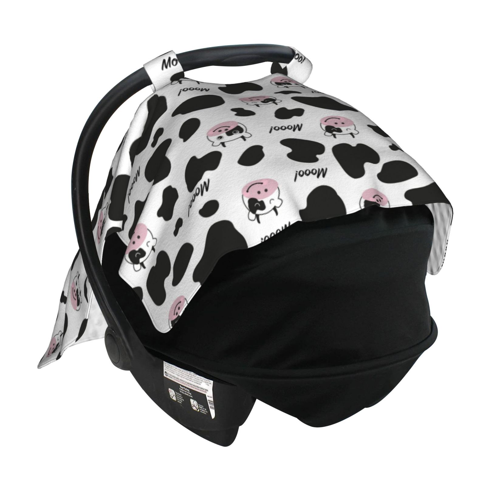 Car Seat Cover Baby - Cartoon Cute Cow Print Cow Head Breathable Infant Car Seat Cover for Baby Carseat, Lightweight Comfort Baby Essentials Must Haves Newborn Stuff for Girl Boy