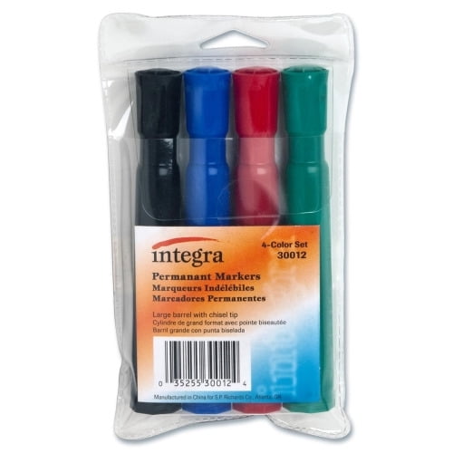 Integra Permanent Chisel Markers Chisel Marker Point Style - Assorted - 4 / Set