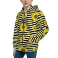 thumbnail image 2 of Pofeuu Sunflowers On Black And White Stripes Print Teenage Zipper Hoodie Sweatshirts Hooded Casual Jackets With Pocket For Boys Girls-Small, 2 of 6