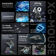 ATTACK SHARK X6 Optical USB Wireless Gaming Mouse, Black Pro