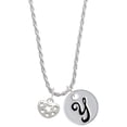 thumbnail image 1 of Delight Jewelry Silvertone Small Heart with Cut Out Stars Silvertone Script Initial Disc - Y - Charm Necklace, 20"+3", 1 of 4