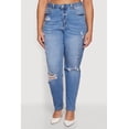 thumbnail image 3 of Women's Plus Size WAX Distressed Mom Jeans, 3 of 4