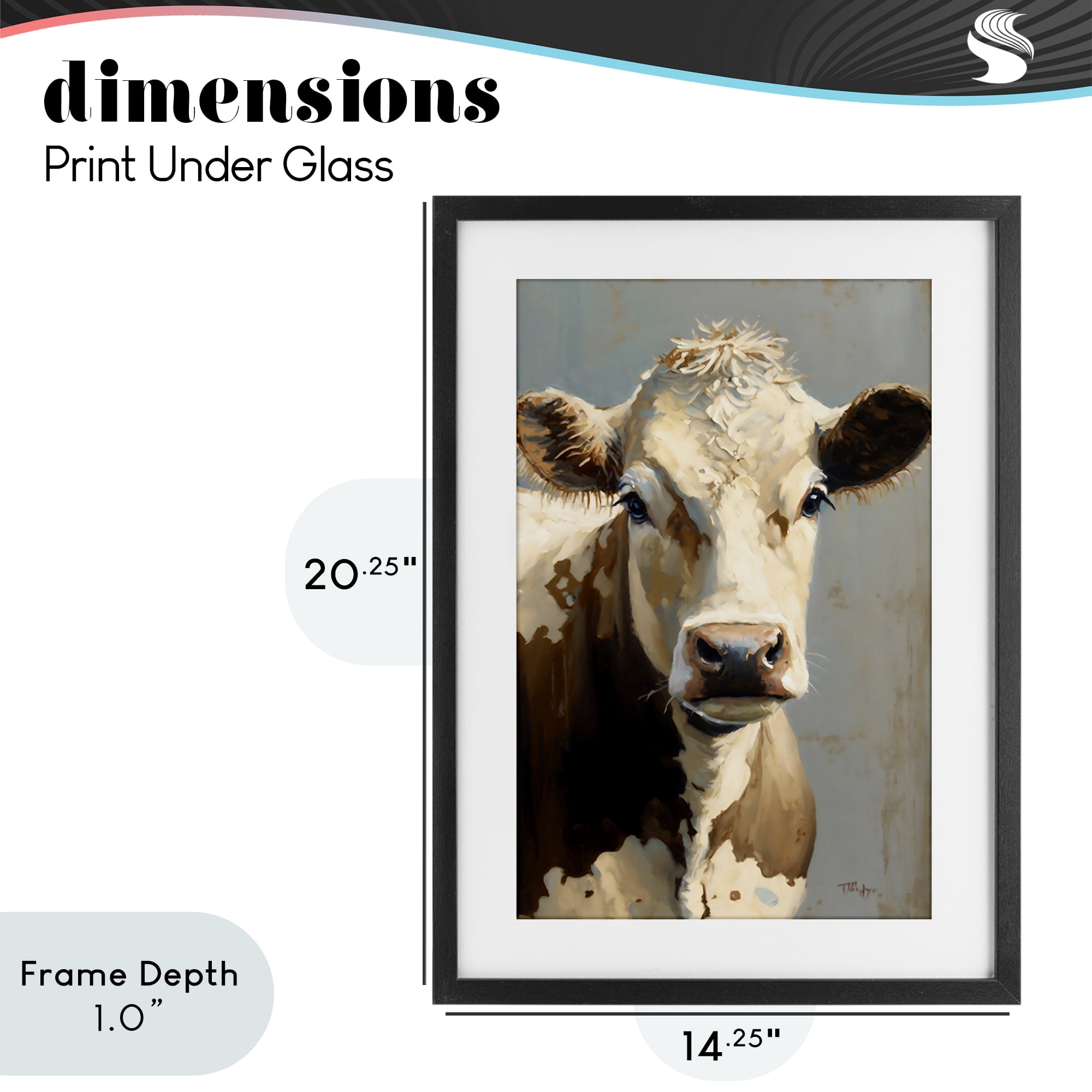 Stupell Industries Farmhouse Cow with Gentle Gaze Black Framed Print Under Glass, design by Creative Studio