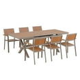 thumbnail image 5 of 7 Piece Extendable Patio Dining Sets, All-Weather Outdoor Dining Sets with 83-inch Expandable Wood Dining Table and 6 Armchairs for Porch, Backyard, Camel, 5 of 9
