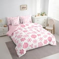 thumbnail image 3 of Manfei Kawaii Flower Twin Bedding Sets 7-Piece,Daisy Bedding Comforter Set 7-Piece,Pink White Floral Sheet Sets For Girls,Breathable Bedroom Decoration Reversible, 3 of 7