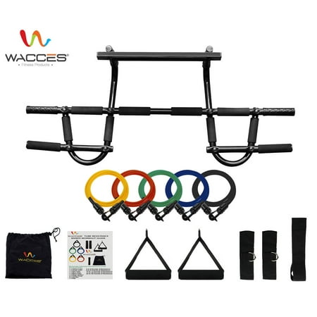 Wacces Chin up Pull up Bars and Resistance Bands Perfect to Use with P90x and Any Other Fitness (Best Weight Training Program To Build Muscle)