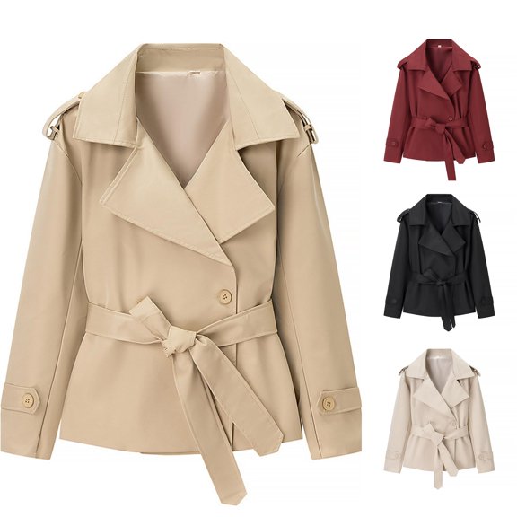 Unir Waist Tie Short Casual Blazer for Women, Long Sleeve Relaxed Fit, Comfortable Everyday Outerwear, 1 Piece, S-L