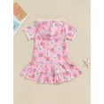 thumbnail image 5 of Musuos Little Girl Swim Cover Up 1-5 Years Short Sleeve Floral Print Zip Up Beach Cover-up Hooded Bathrobe for Toddler, 5 of 10