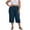 Blue, variant on Vivianyo HD Women's Wide Smocked Waist Capri Pants, Straight Leg Solid Loose Casual Cropped Trousers for Women, Women's Wine, Sizes L-5XL