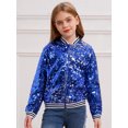 thumbnail image 4 of CHICTRY Kids Girls Boys Metallic Bomber Jacket Outerwear Hip Hop Jazz Dance Tops Costume Royal Blue-A 14, 4 of 7